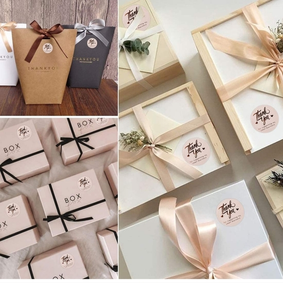 50 CT 2" Thank You Stickers Round Labels with 4 Designs Rose Gold on Bei… - Picture 12 of 14